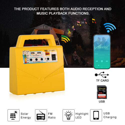 Home Portable Solar Power Bank With FM Radio Function/U disk/SD card - Image 4