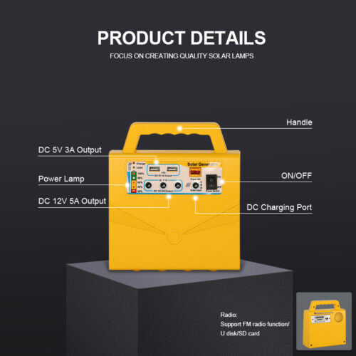 Home Portable Solar Power Bank With FM Radio Function/U disk/SD card - Image 3