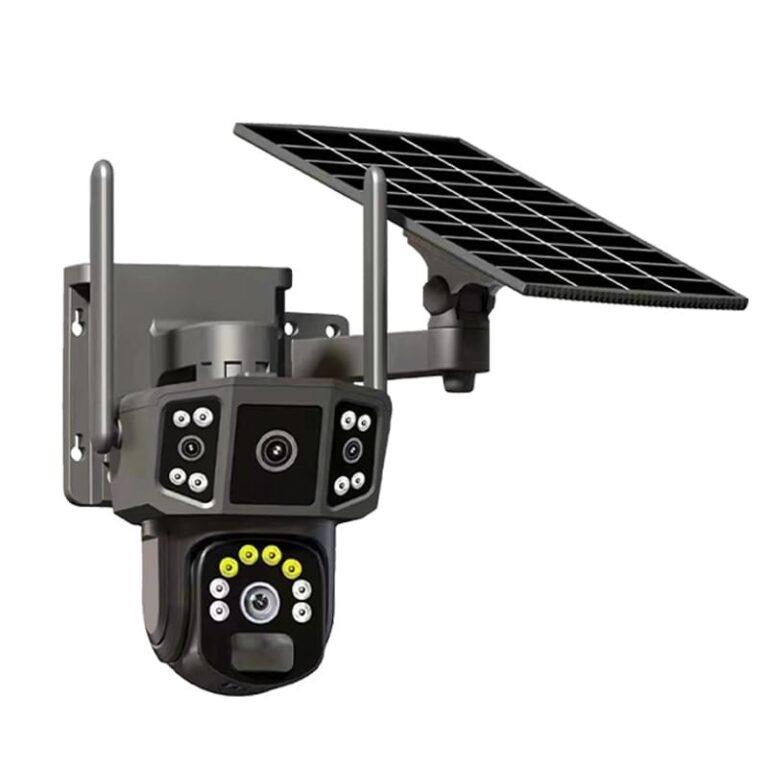 3 lens 4G solar cctv camera